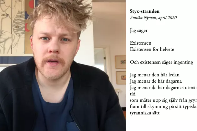 Styx-stranden av Annika Nyman, skådespelare Gustav Berg från Helsingborgs Stadsteater