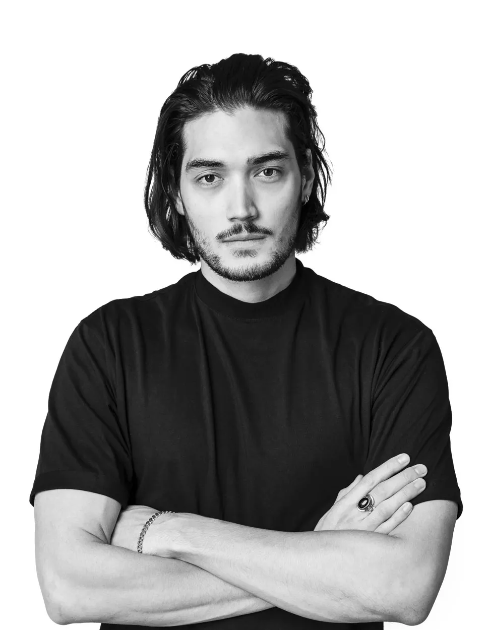 svartvitt porträttfoto på Adam